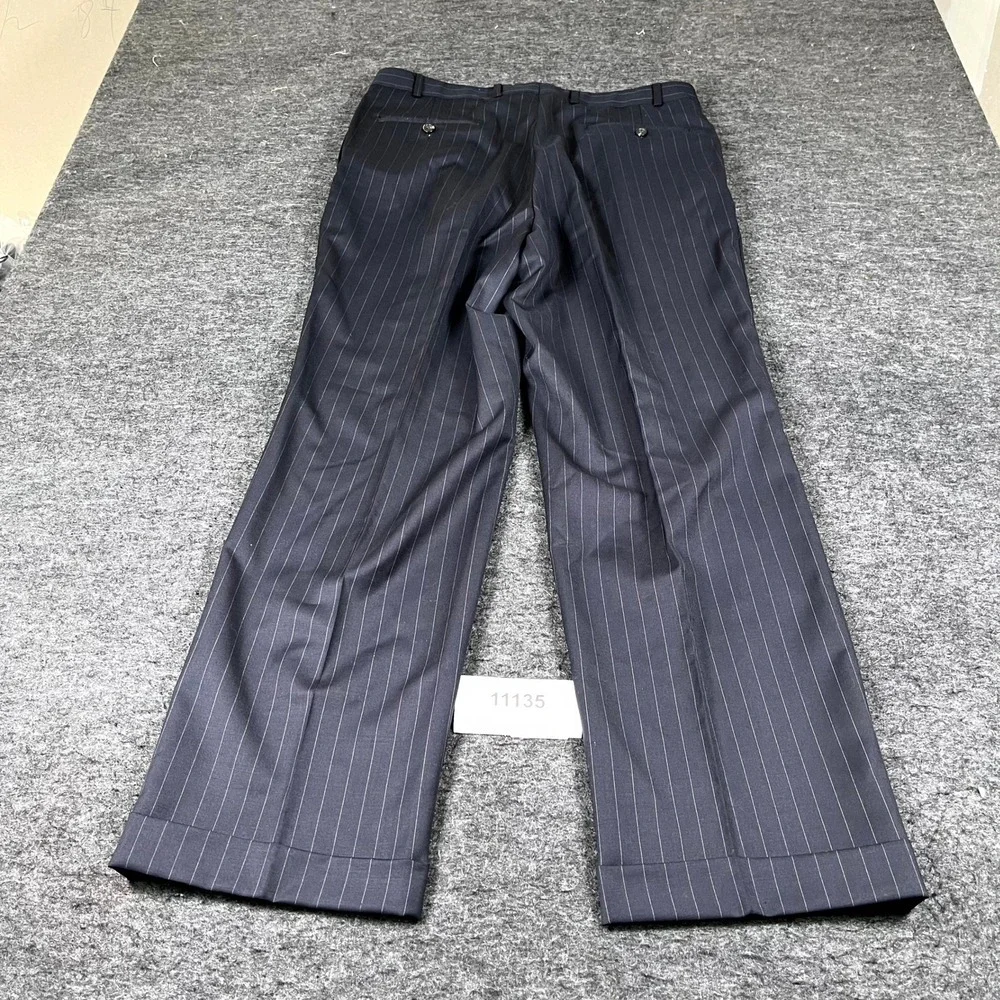 90s Lauren Ralph Lauren Wool Total Comfort Dress Pants Mens 36x32 Blue Pinstripe